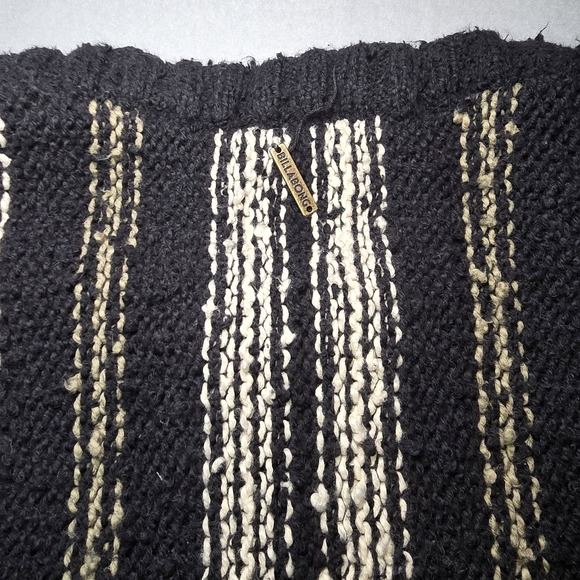 Billabong Easy Going Striped Cropped Sweater Black White Nubby Knit Relaxed, L - Picture 6 of 8